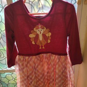 Zunie Girls Thanksgiving Flower Turkey Dress size 6